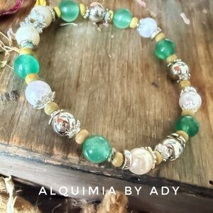 Garden Guardian Bracelet – Aventurine, pearls & Silver